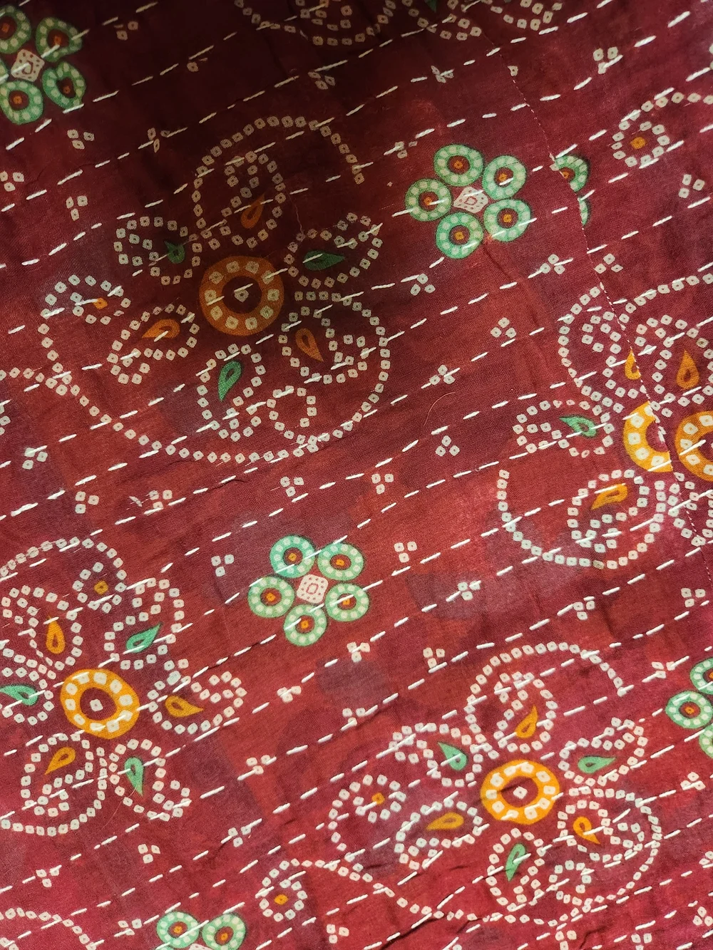 True Vintage-Kantha Rversible Twin Quilted Throw
